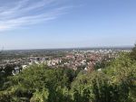 Blick in die entgegengesetzte Richtung auf Ettlingen in der morgentlichen Spätsommersonne.